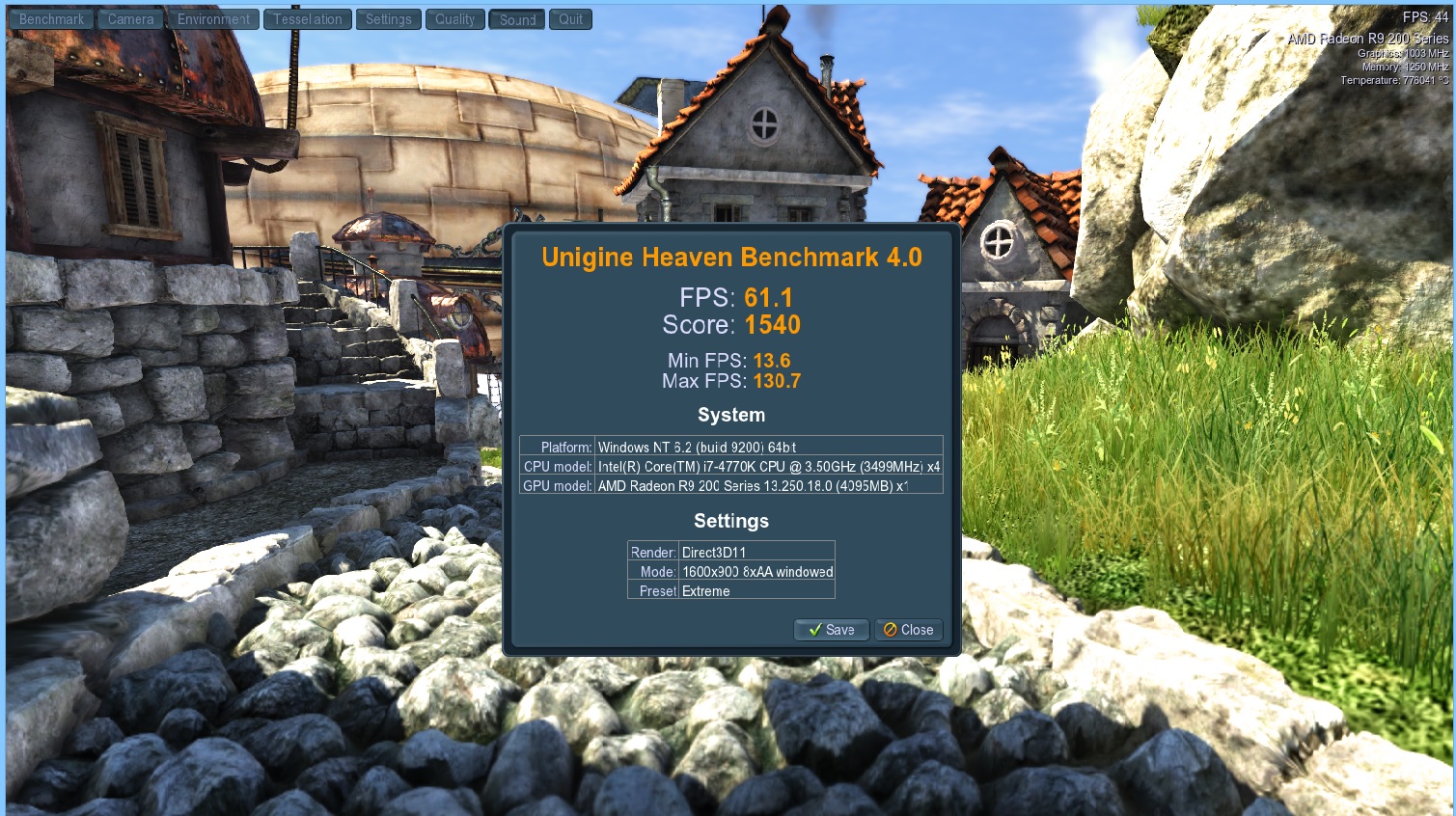 Radeon R9 290 unigine heaven